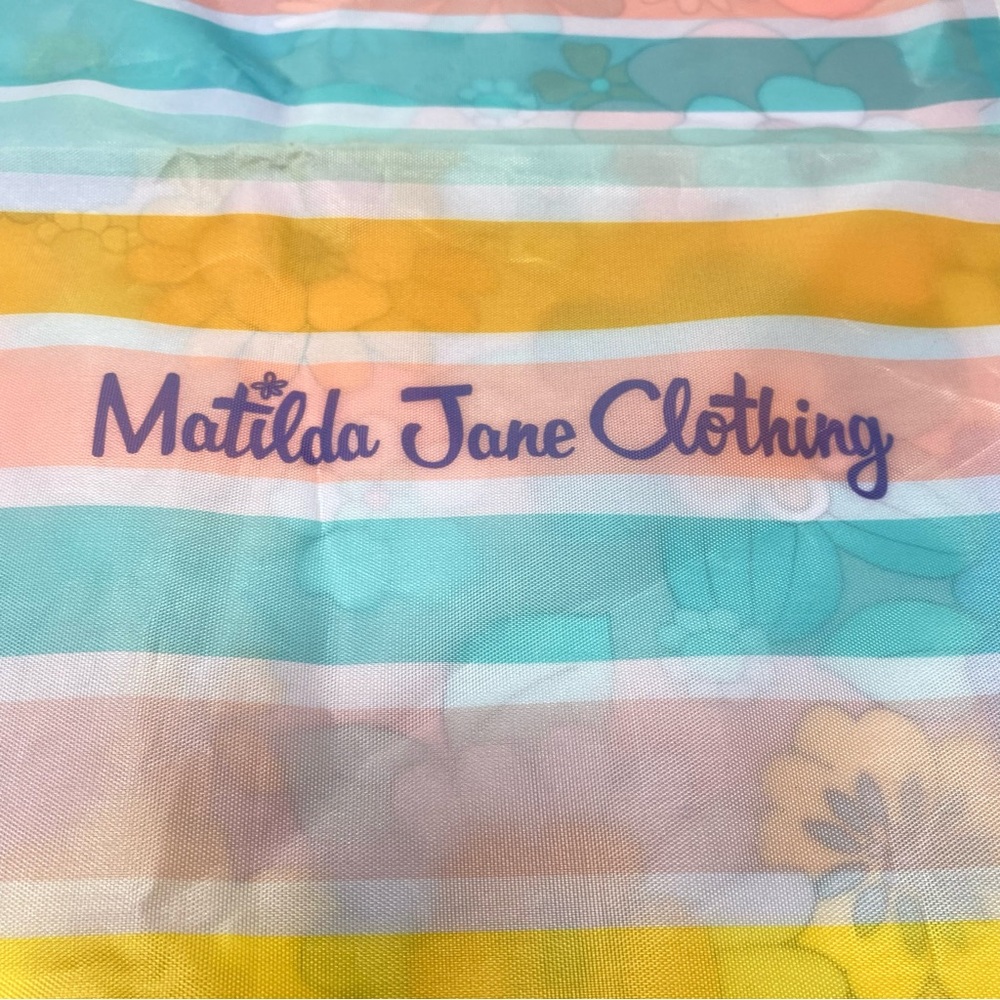 Matilda Jane Striped Floral Cinch Sack Drawstring Bag Beach Pastel - Picture 3 of 4